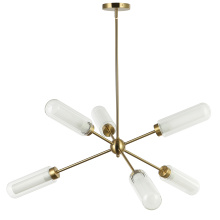 Dainolite BBA-406C-AGB - 6LT Chandelier, AGB w/ CLR Fluted & FR Glass