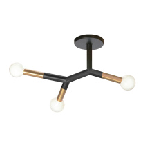 Dainolite MOR-213SF-MB-AGB - 3 Light Semi Flush Mount, Matte Black & Aged Brass