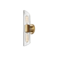 Dainolite SAM-162W-AGB - 2 Light Aged Brass Vanity w/ Clear Fluted Glass