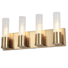 Dainolite TBE-174W-AGB - 4 Light Incandescent Vanity, Aged Brass w/ Clear Fluted Glass