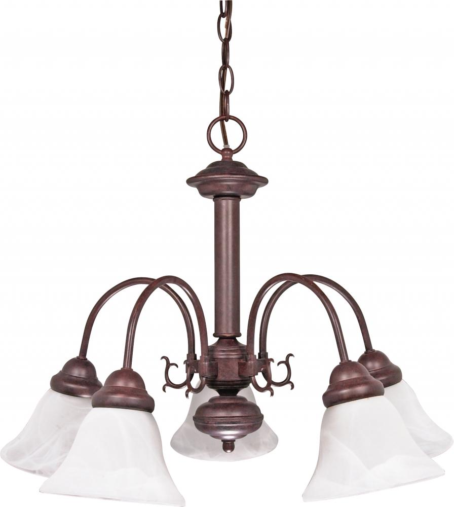 Ballerina; 5 Light; 24 in.; Chandelier with Alabaster Glass Bell Shades; Old Bronze Finish