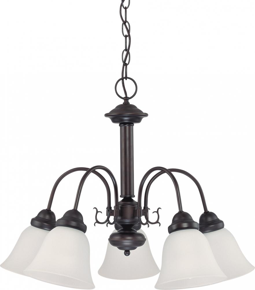 Ballerina; 5 Light; 24 in.; Chandelier with Frosted White Glass; Mahogany Bronze Finish