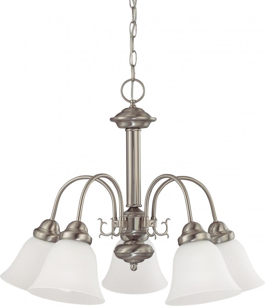 Ballerina; 5 Light; 24 in.; Chandelier with Frosted White Glass; Brushed Nickel Finish