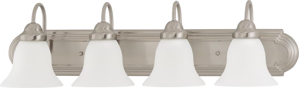 Ballerina - 4 Light 30" Vanity with Frosted White Glass - Brushed Nickel Finish