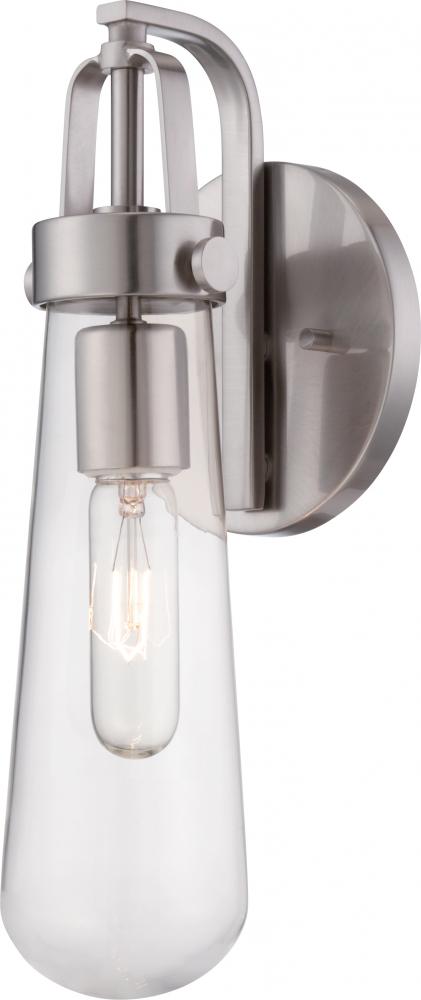Beaker - 1 Light Wall Sconce with Clear Glass -Brushed Nickel Finish