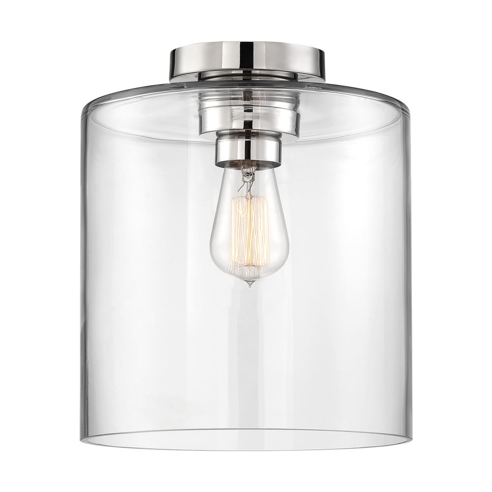 Chantecleer - 1 Light Semi Flush - with Clear Glass - Polished Nickel Finish