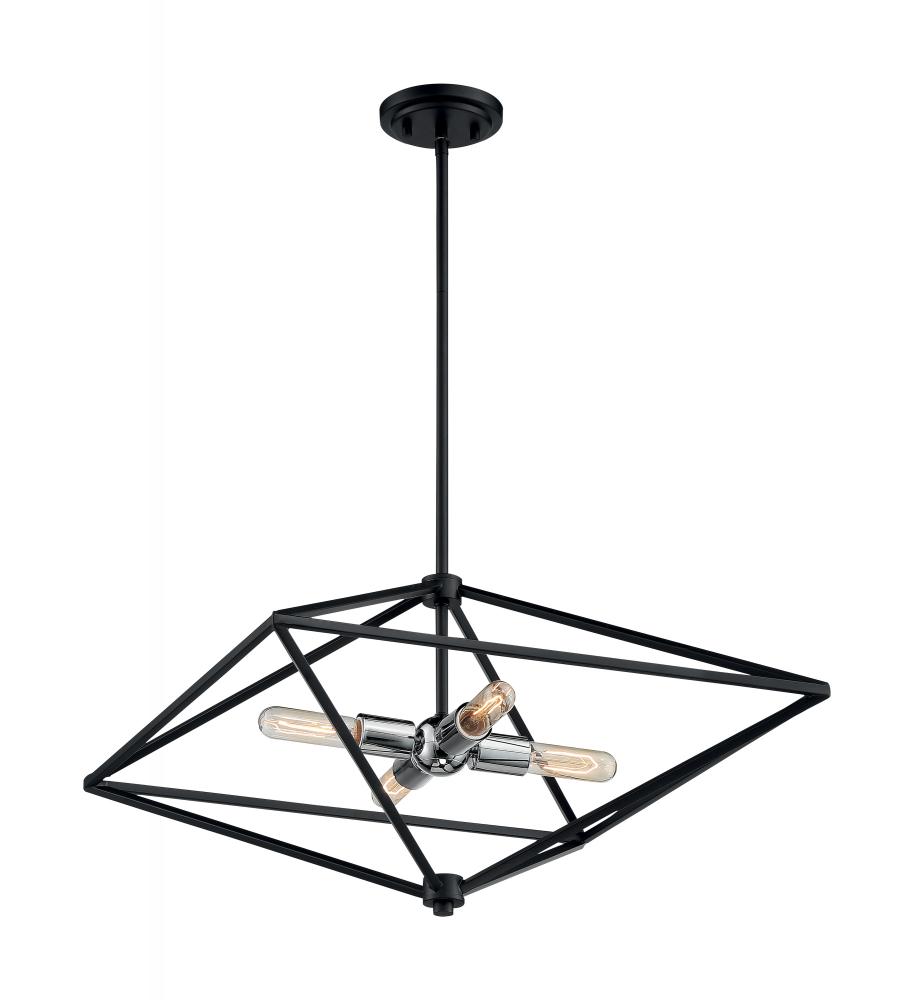 Legend - 4 Light Pendant with- Black and Polished Nickel Finish