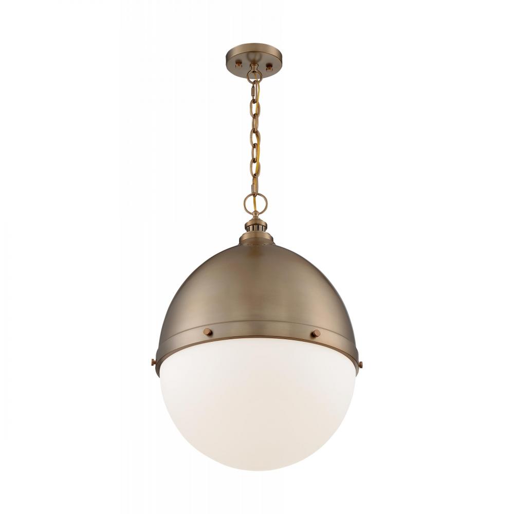 Ronan - 1 Light Pendant with Opal Glass - Burnished Brass Finish