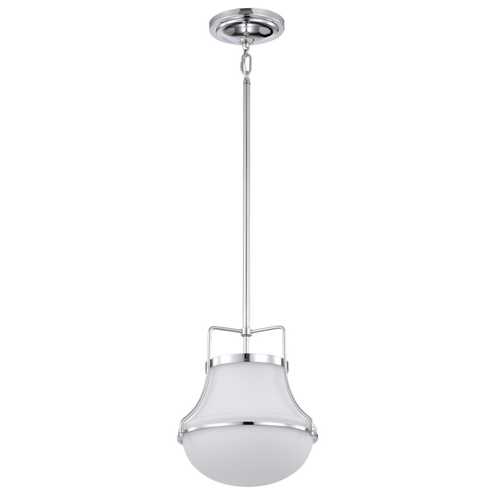 Valdora 1 Light Pendant; 10 Inches; Polished Nickel; White Opal Glass; Polished Nickel Finish