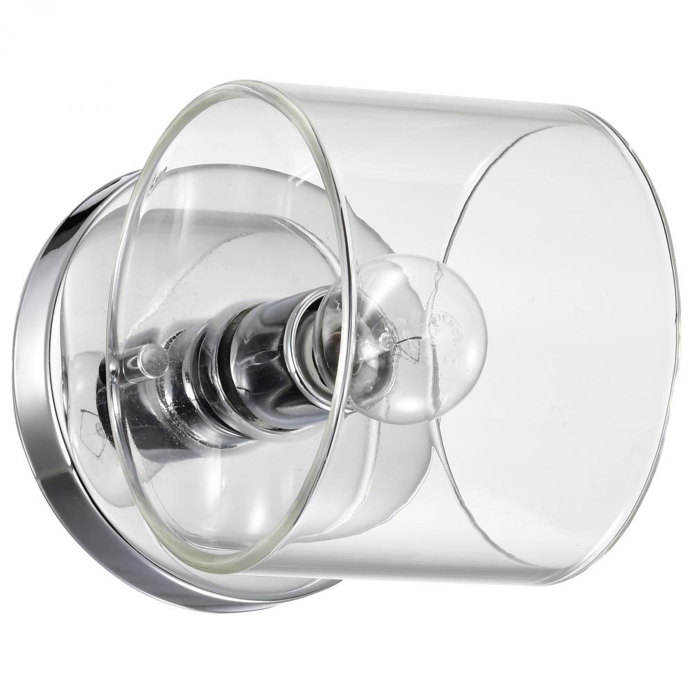 Marlowe; 1 Light Vanity; Polished Nickel with Clear Glass; Polished Nickel Finish