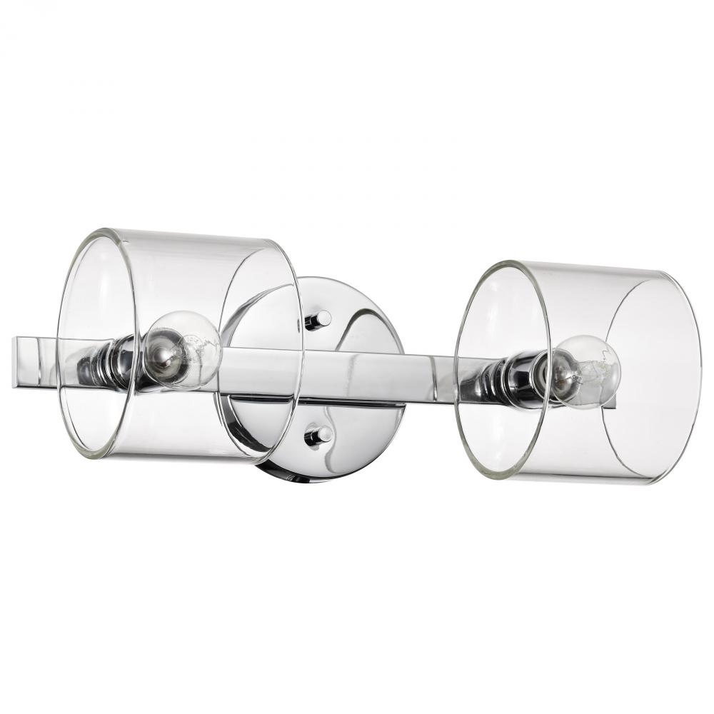 Marlowe; 2 Light Vanity; Polished Nickel with Clear Glass; Polished Nickel Finish