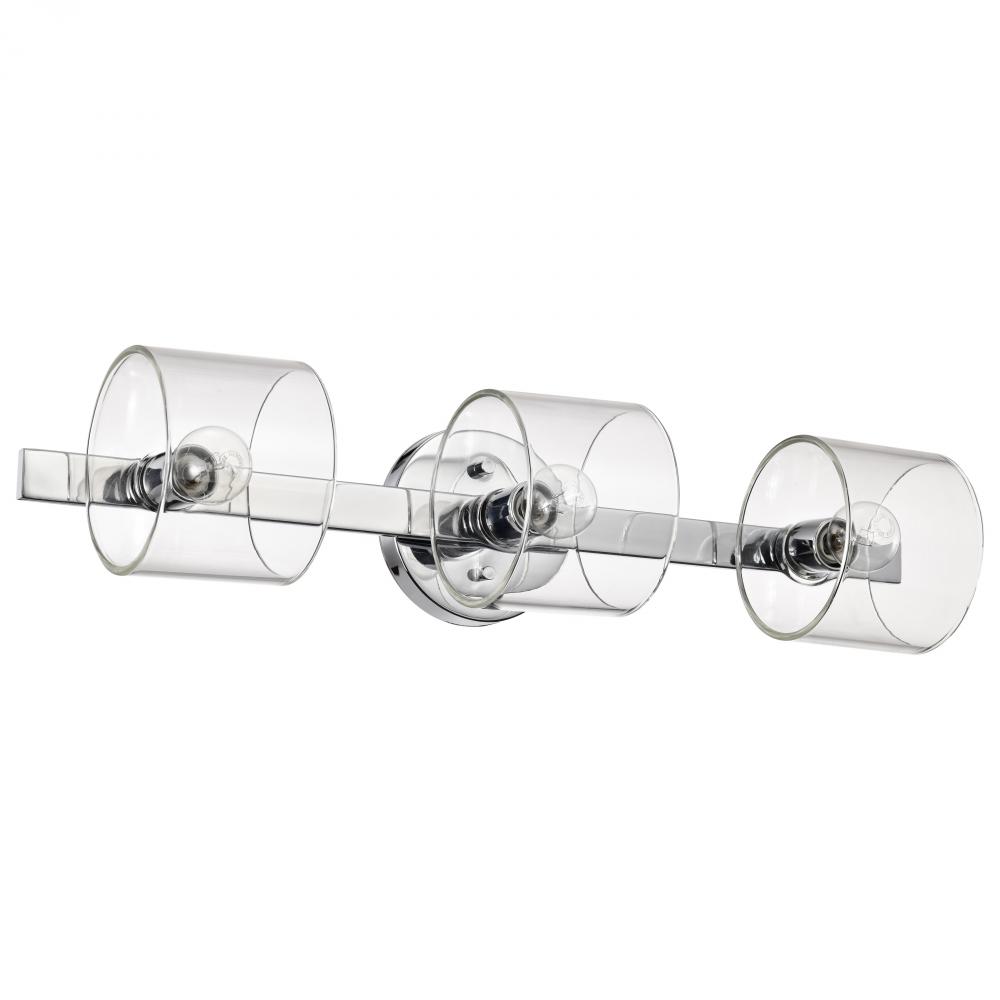 Marlowe; 3 Light Vanity; Polished Nickel with Clear Glass; Polished Nickel Finish