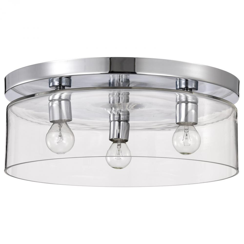 Marlowe; 15 Inch Flush Mount; Polished Nickel with Clear Glass; Polished Nickel Finish
