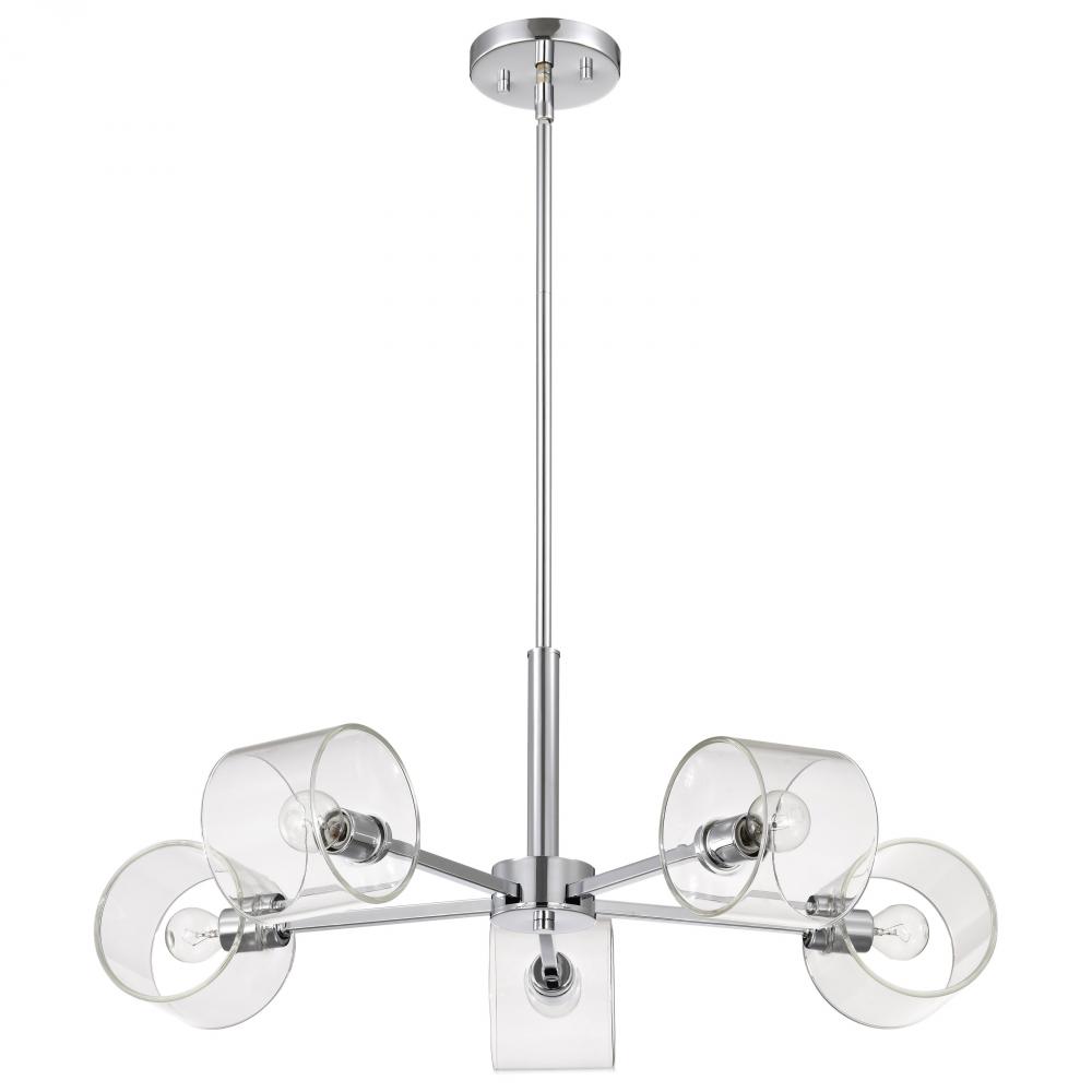 Marlowe; 28 Inch 5 Light Chandelier; Polished Nickel with Clear Glass; Polished Nickel Finish