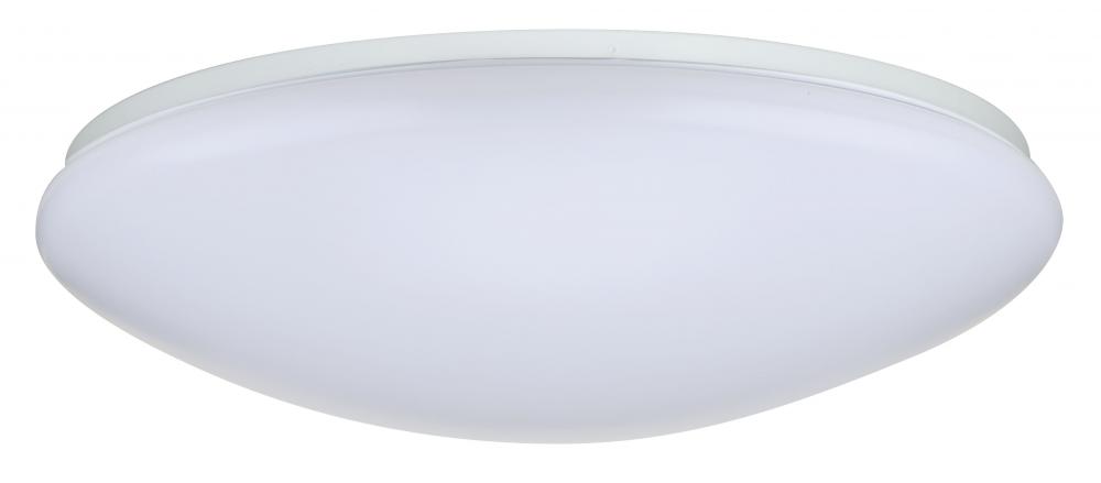 19 inch; Flush Mounted LED Fixture; CCT Selectable; Round; White Acrylic; White Finish