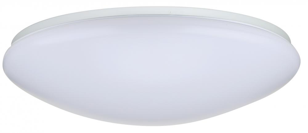 19 inch; Flush Mounted LED Fixture; CCT Selectable; Round; White Acrylic; with Sensor; White Finish