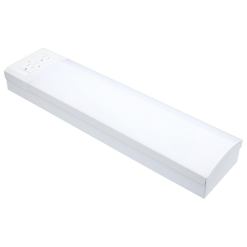 14 Watt 18 Inch LED Ceiling Wrap; Dual GFCI; 27K/30K/35K/40K/50K CCT Selectable; White Finish