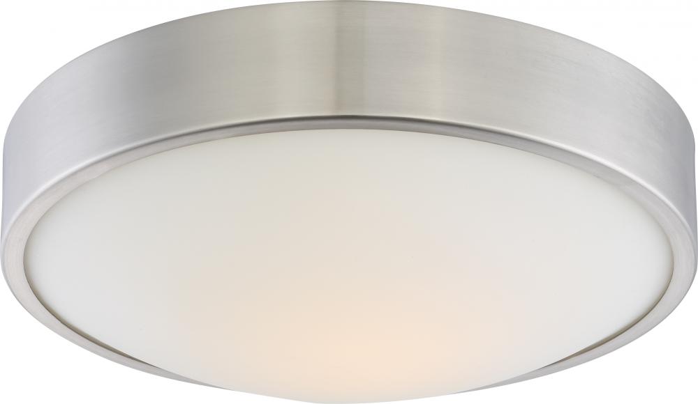 Perk - 13'' LED Flush with White Glass - Brushed Nickel Finish