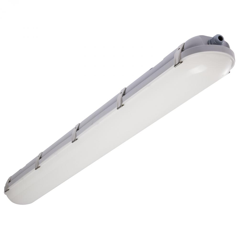 40/50/60 Watt LED 4 Foot Linear Vapor Proof Fixture; 3K/4K/5K CCT Selectable; 120-347 Volt; Gray