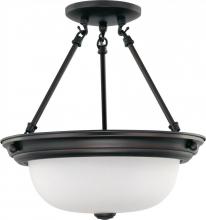Nuvo 60/3149 - 2 Light - Semi Flush with Frosted White Glass - Mahogany Bronze Finish