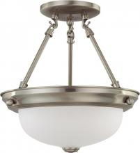 Nuvo 60/3244 - 2 Light - Semi Flush with Frosted White Glass - Brushed Nickel Finish