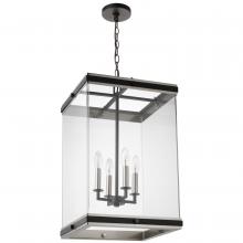 Nuvo 60/7659 - Crossroads; 4 Light Foyer Pendant; Matte Black with Clear Glass