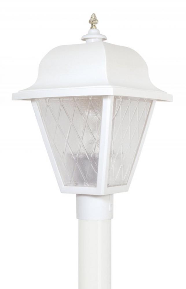 SAXONY POST LANTERN WHITE W/FROSTED BEVELED LENS