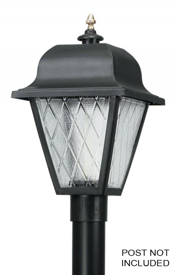 SAXONY POST LANTERN BLACK W/FROSTED BEVELED LENS