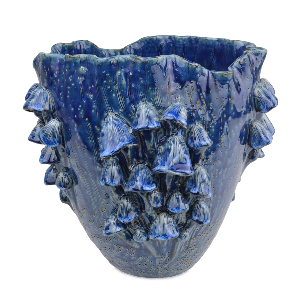 Conical Mushrooms Large Dark Blue Vase