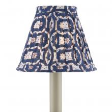 Currey 0900-0007 - Block Print Navy Multi Pleated Chandelier Shade