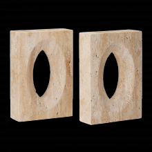 Currey 1200-0774 - Demi Travertine Bookends Set of 2